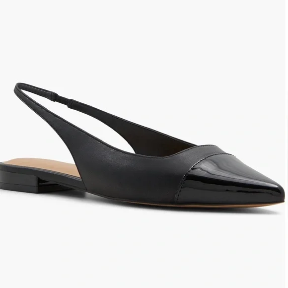 Aldo Black Fleure Slingback Pointed Cap Toe Flats for Women - Picture 4 of 5